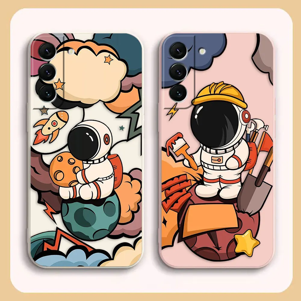 

Cartoon Space Astronaut Case For Samsung S23 S22 S21 S20 FE S11 S11E S10 S10E S9 S30 Ultra Plus 4G 5G Colour Case Funda Shell