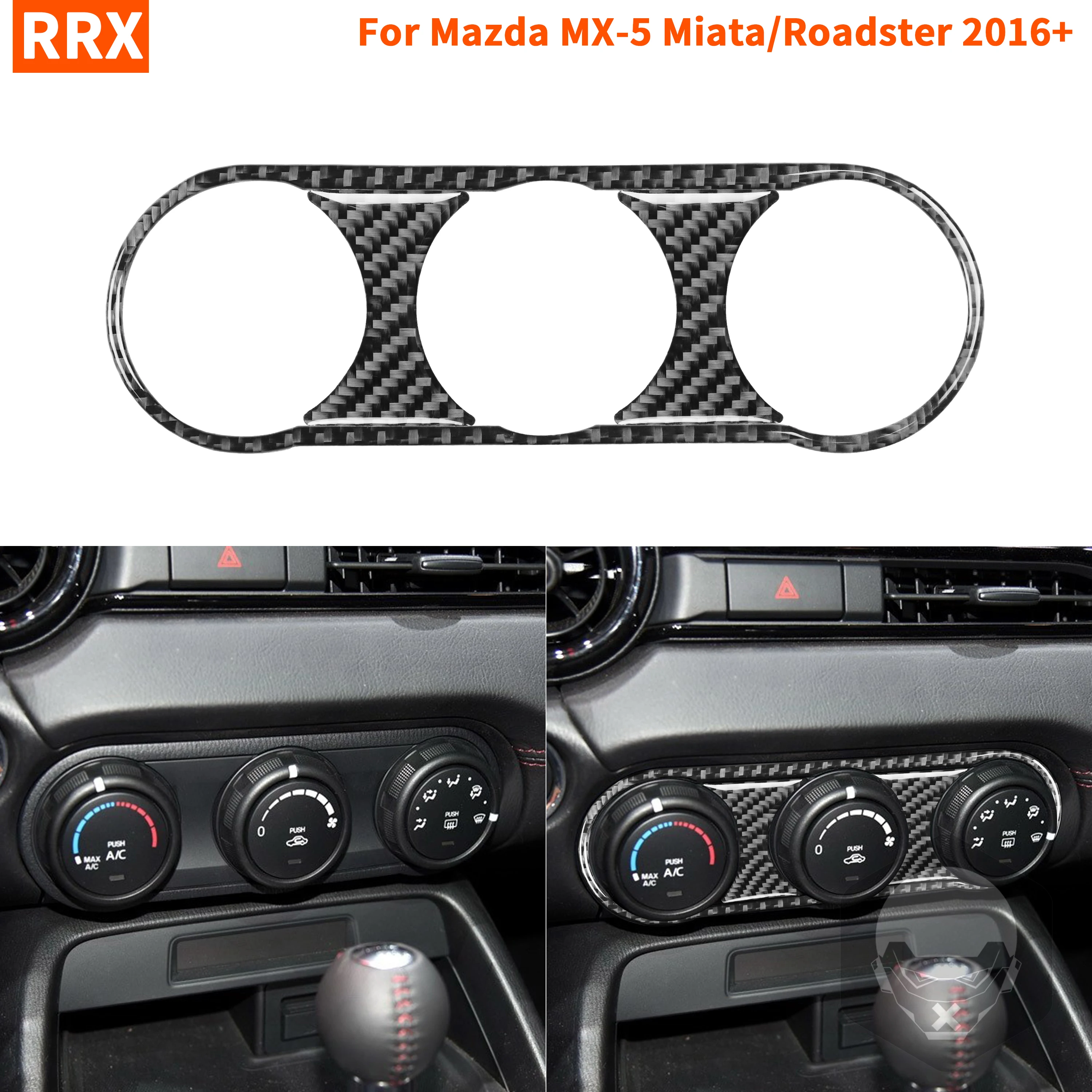 

For Mazda MX-5 Miata Roadster Carbon Fiber Air Conditioning Buttons Frame Trim Sticker 2016+ MX5 ND AC Interior Car Accessories