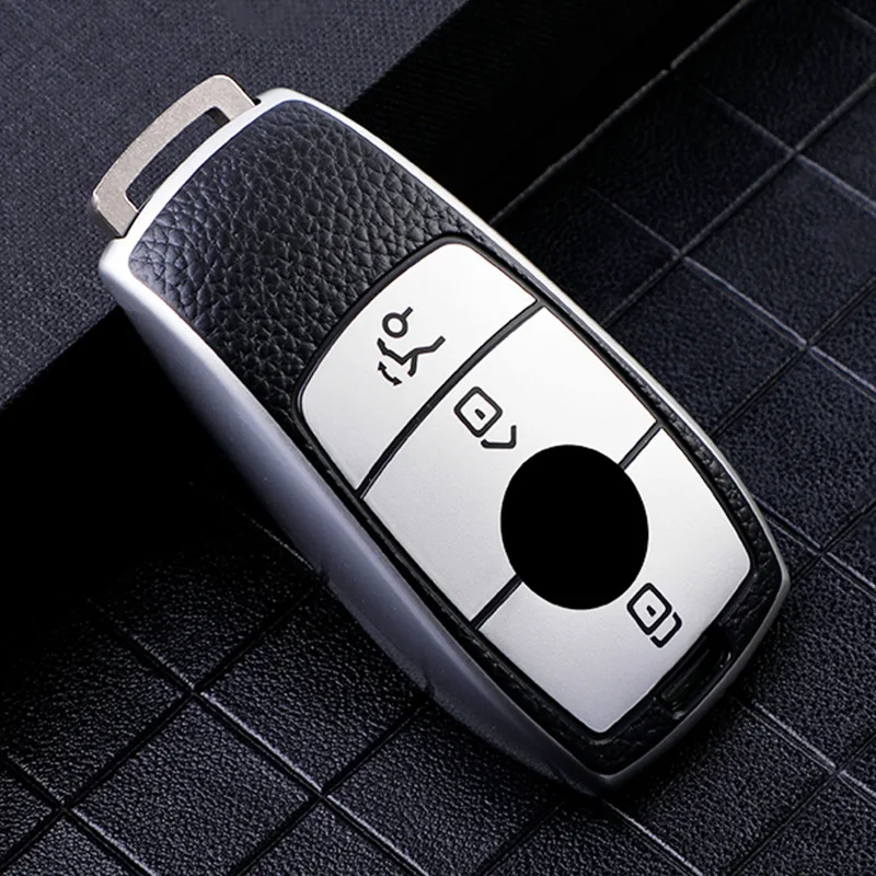 

Luxury Leather+TPU Car Key Case Cover For Mercedes Benz A C E S G Class GLC CLE CLA GLB GLS W177 W205 W213 W222 X167 AMG Maybach