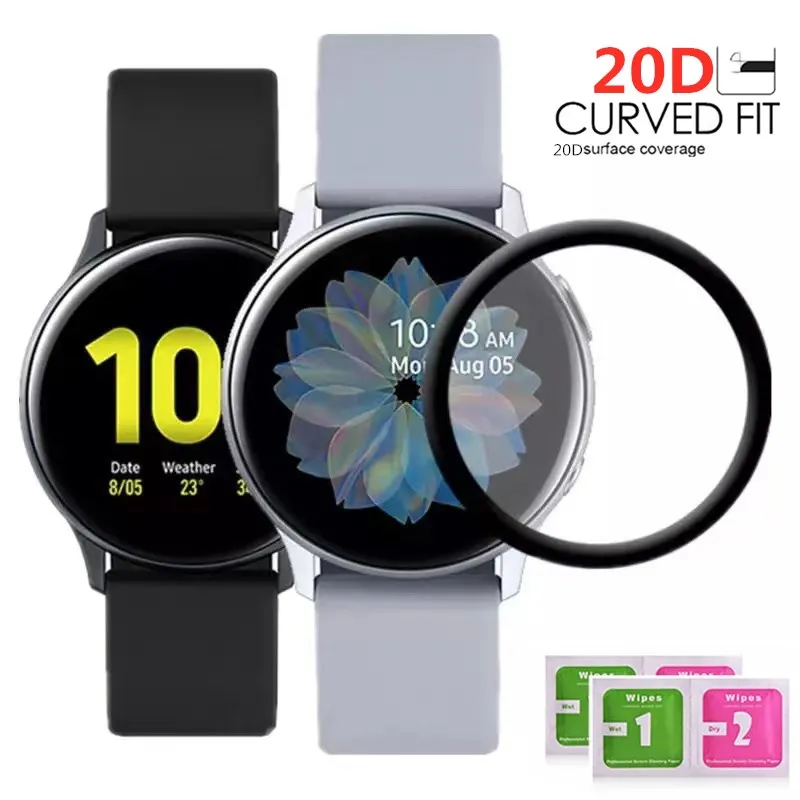 

20D Curved Edge Screen protector Soft Glass For Samsung galaxy Watch Active 2 4 40mm 44mm Full Cover Protective Smart Watch Film