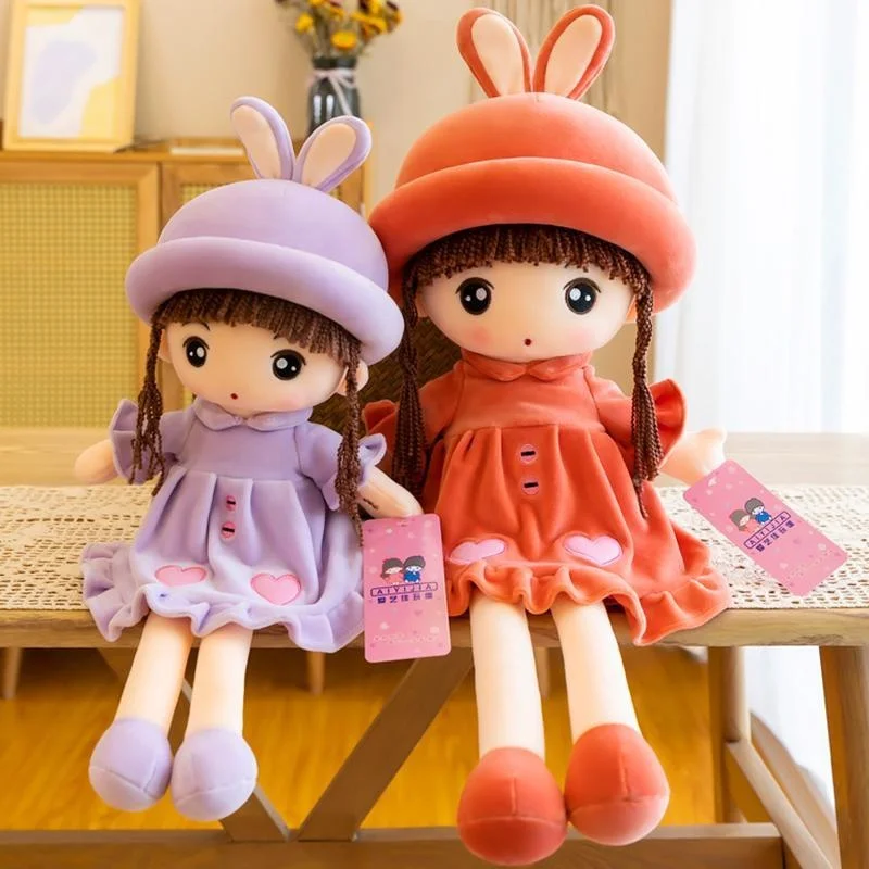 

Cute Small Girl Dolly Sleep Pillow Cloth Plush Toy International Children Day Gift Wife Tremble Doll Real Collection