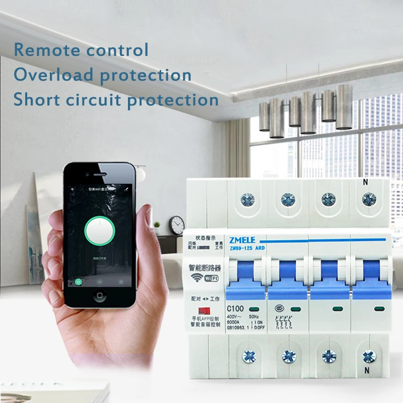 

Tuya Wifi Remote Control Smart Circuit Breakers AC230V 1P 2P AC400V 3P 4P Overload Short Circuit Protection Timer On/off 25-100A