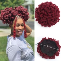 synthetic afro hairpiece dreadlocks afro ponytail high afro puff drawstring ponytail faux locs bun crochet braided clip in hair