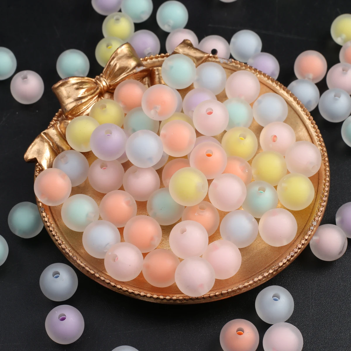 

10pc Cartoon Round Acrylic Beads Loose Frosted Surface Bead for Jewelry Making Diy Women Necklace Bracelet Accessories