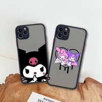 cute cartoon sanrio kuromi rabbit phone case for iphone 13 12 11 pro max mini xs 8 7 plus x se 2020 xr matte transparent cover