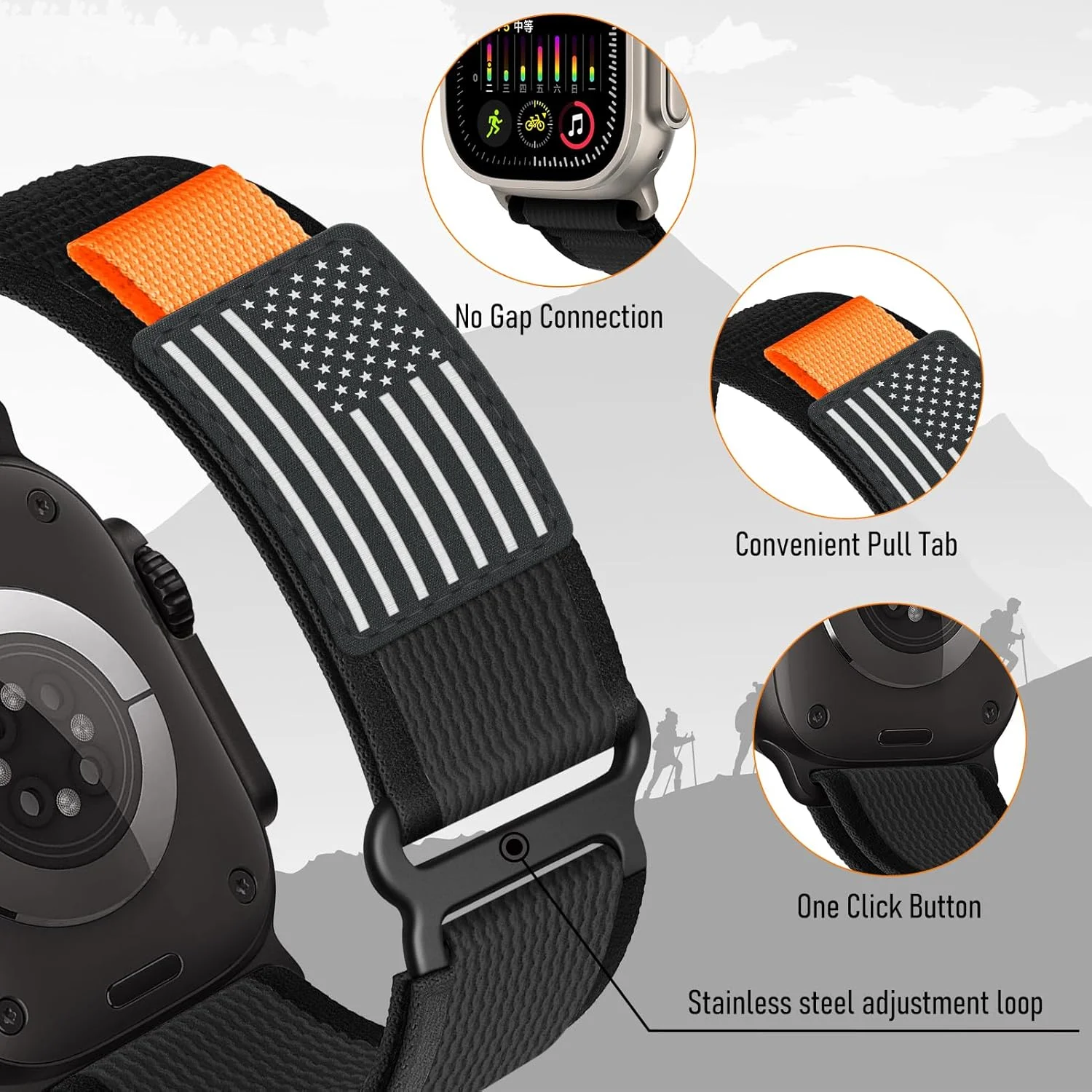 Фото Ремешок Trail Loop для Apple Watch Ultra 3, Ultra 2, 49 мм, 44 мм, 42 мм, 46 мм, 45 мм, нейлоновый браслет Correa для iWatch Series 10, 11, 8, 7, 9, SE №3
