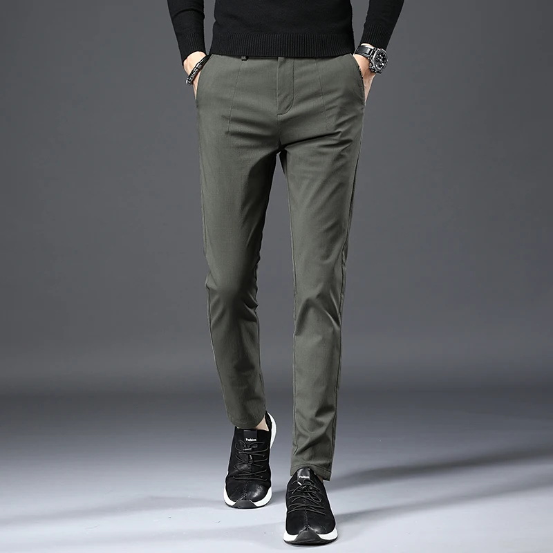 

2022 New Spring Summer Men's Slim Casual Pants Fashion Business Cotton Brand Trousers Classic Style