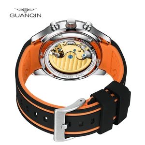 GUANQIN Automatic Mechanical Watch Men's 41mm Sapphire Stainless Steel Chronograph Waterproof Tourbi