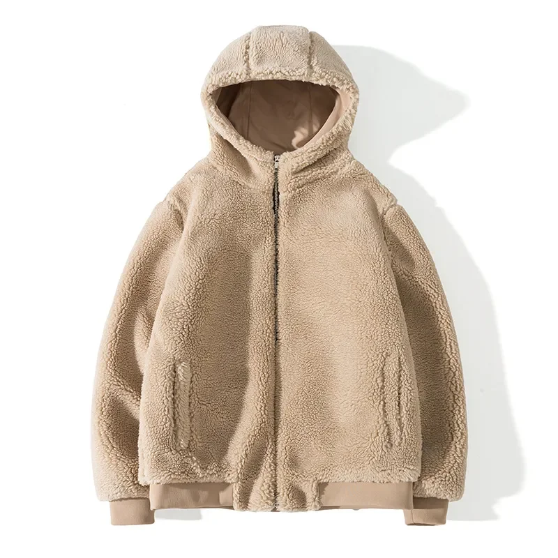 

Imitation Lamb Wool Winter Jacket Men Korean Fashion Thickened Loose Warm Jacket Couple Models Plush Jackets Harajuku Coats