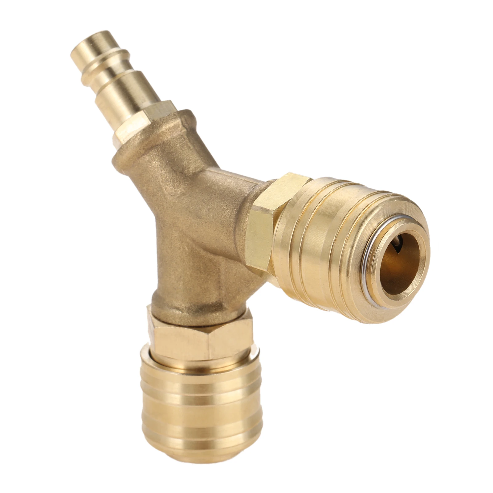 1set Brass Compressed Air Distributor 1/4 Inch 2-Way Y-shape Connection Male Thread Plug Connector Switch Hose Fitting NW 7.2