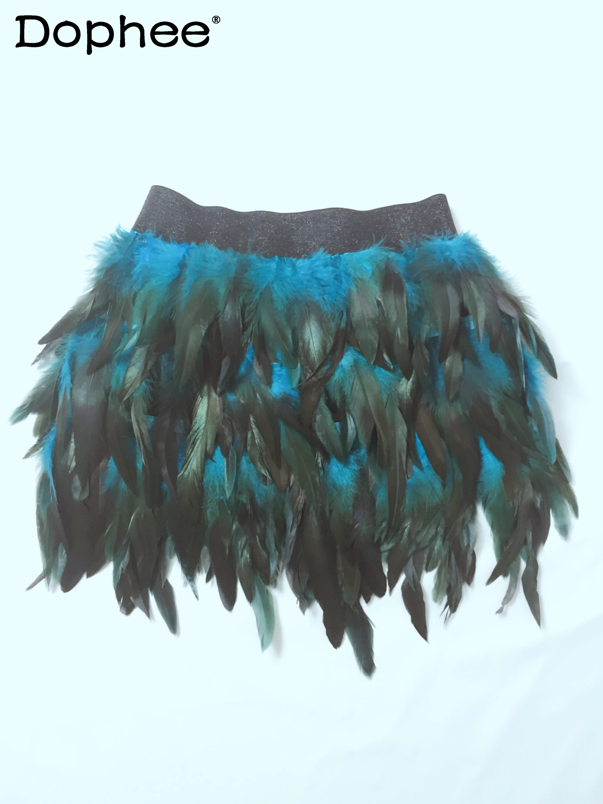 

Nightclub Sweet Fashion Colorful Feather Skirt Women Popular All-Matching Socialite Mini Skirt 2022 Spring Autumn Faldas Mujer