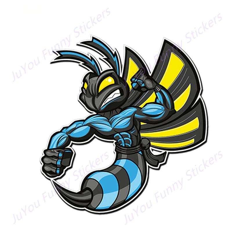 

JuYou Funny Stickers Exterior Accessories Funny Blue Hornet Wasp Vinyl Stickers Bike Helmet Motorcycle Laptop Decal Car Decor