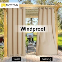 nicetown outdoor curtain waterproof extra patio windproof energy saving top and bottom stainless steel grommets for porch