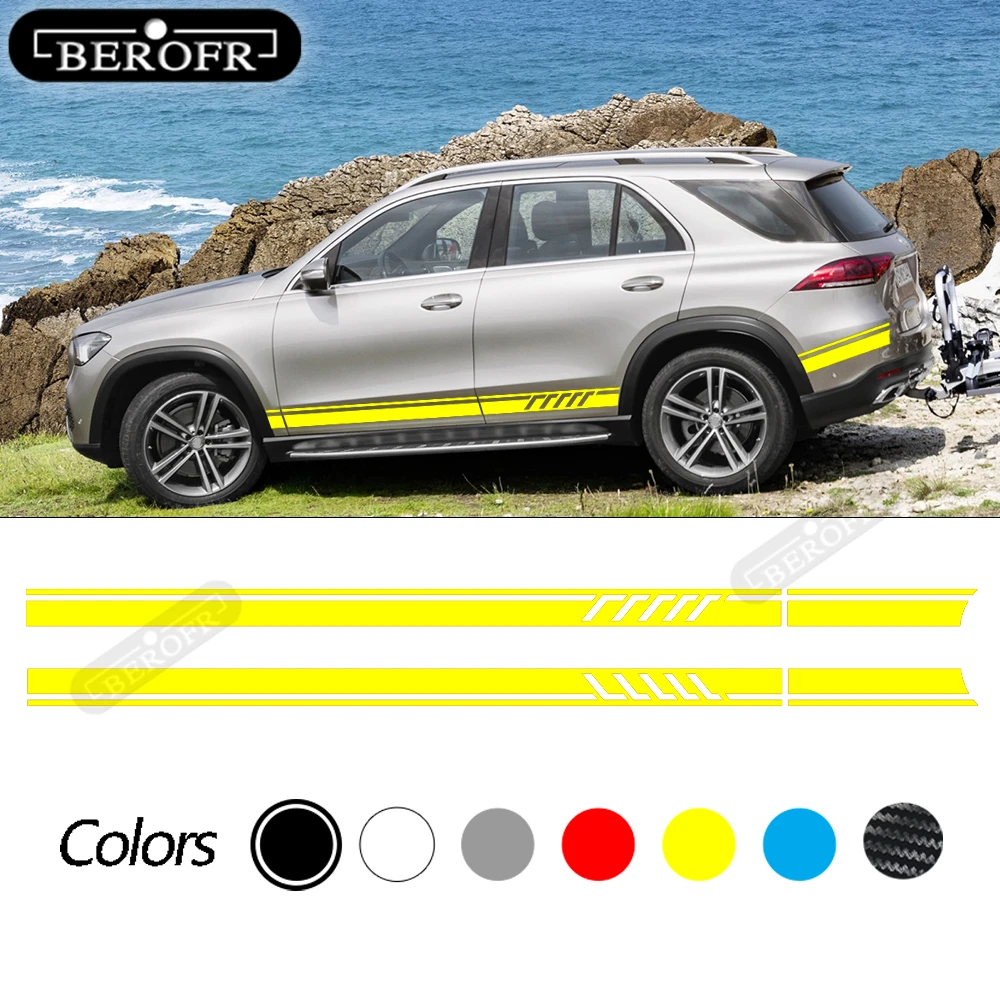 

Car Edition 1 Stripe Side Skirt Sticker Door Decal for Mercedes Benz GLE GLK ML Class AMG W164 W166 GLE350 GLE400 GLK350 ML 4PCS