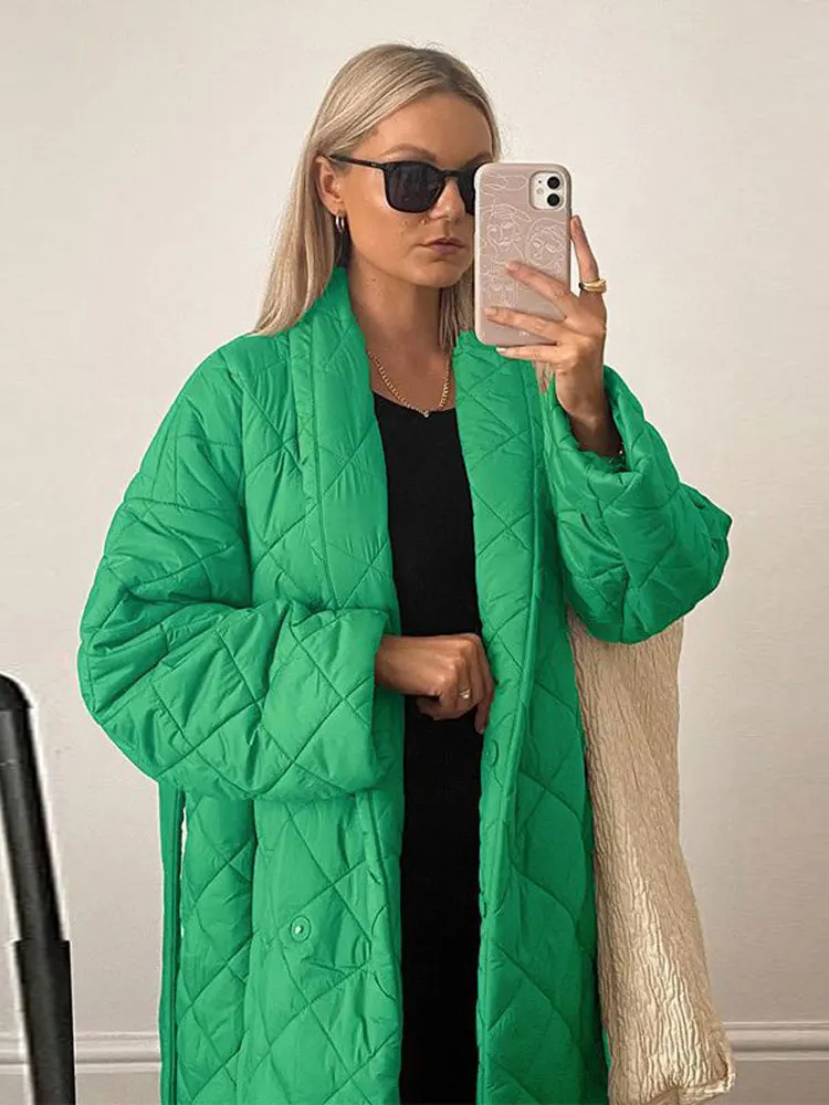 

Модная однотонная длинная Хлопковая женская куртка с длинным рукавом и поясом, повседневное Свободное пальто, осень 2023, Офисная Женская шикарная уличная одежда