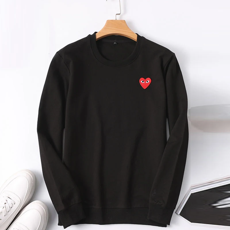 

Ami Couples Cotton Long Sleeve Hoodies For Women/Men Casual Love Heart Embroidery Pullover Tops Autumn O Neck Loose Sweatshirts