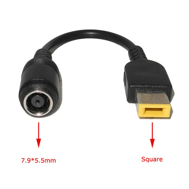 

7.9*5.5mm Round Jack to Square Plug Adapter Charger Converter Cable For Lenovo Laptop