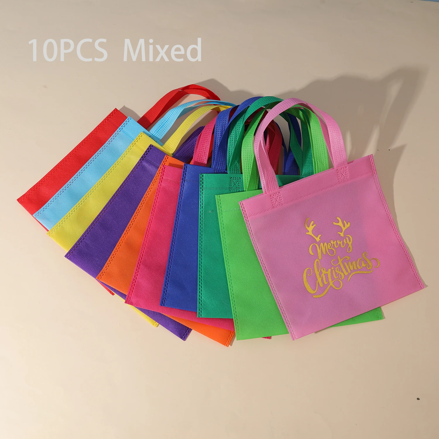 10 ярких и красивых искусств, многоразовые нетканые экологически чистые подарочные сумки, красивые украшения для Рождества