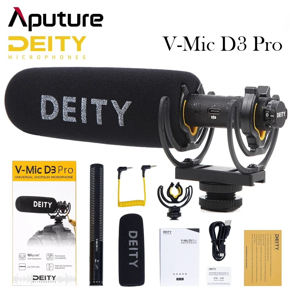 

Deity V-Mic D3 Pro Super-Cardioid Directional Shotgun Microphone Polar Pattern Vlogging Condenser Recording Microfone For DSLR