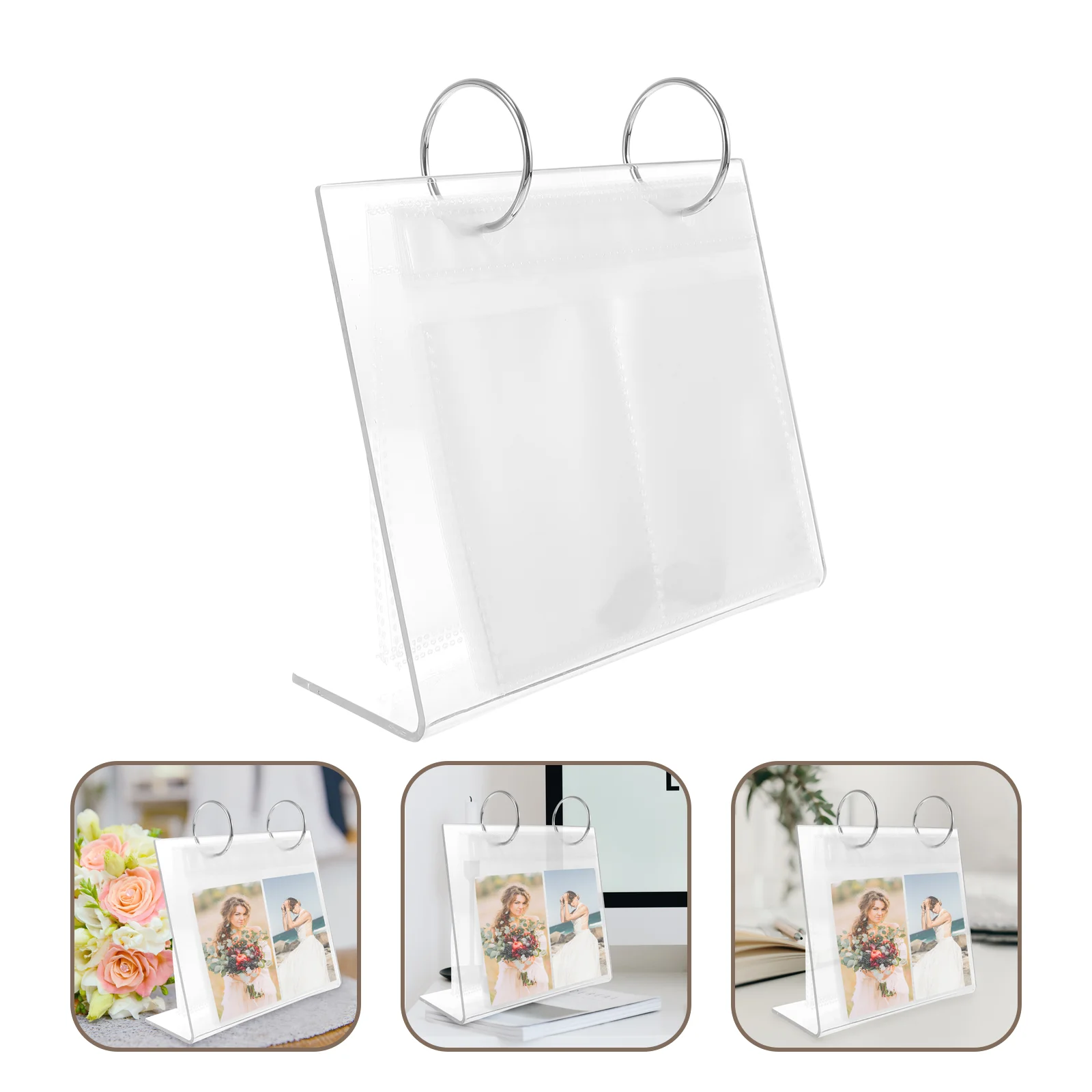 

Acrylic Picture Holder Table Top Display Stand Travel Photo Album Desk Topper Desktop Mini Collection Book Scrapbook