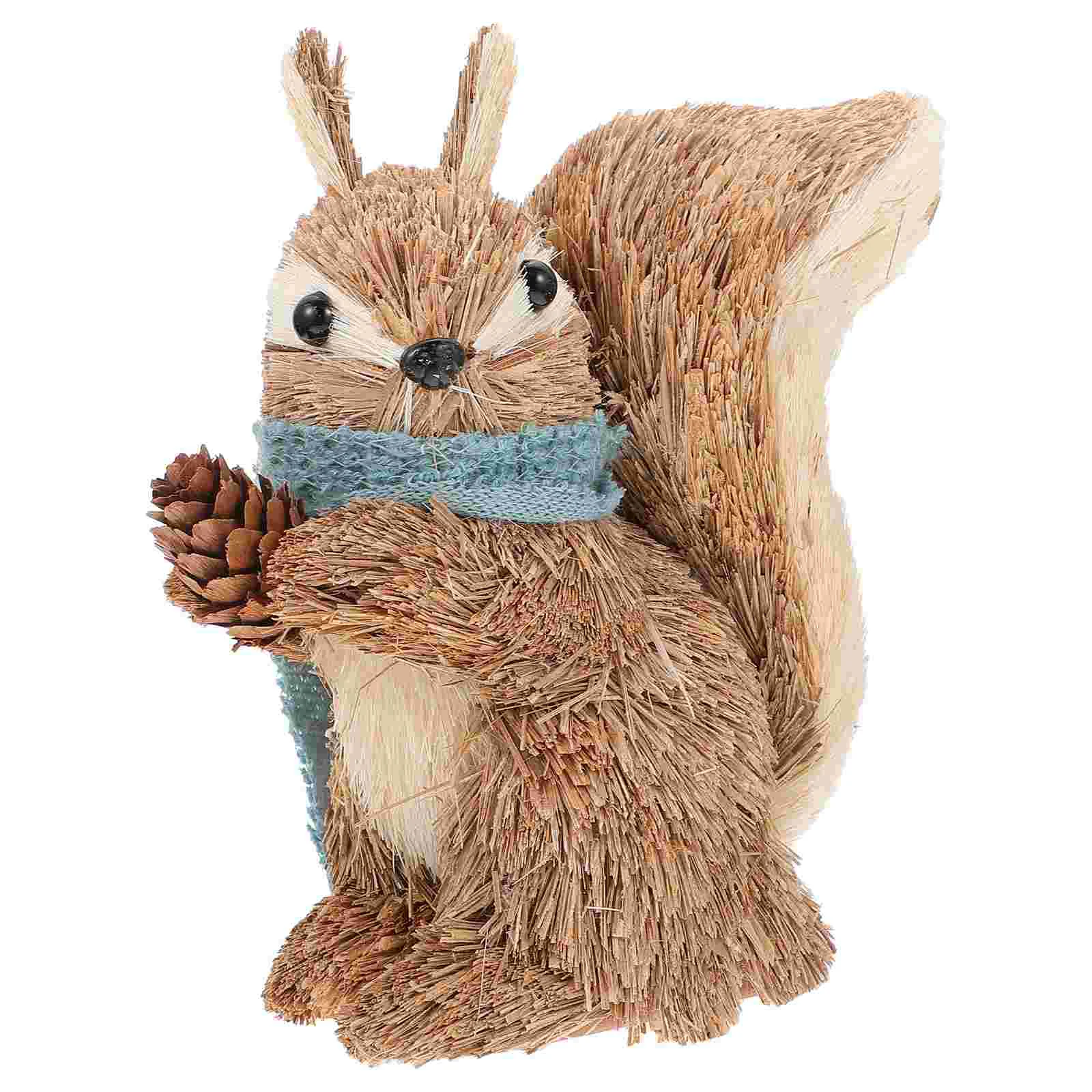 

Squirrel Animal Christmas Woodland Garden Figurines Statue Decoration Statues Straw Figurine Figure Animals Sculpture Holiday