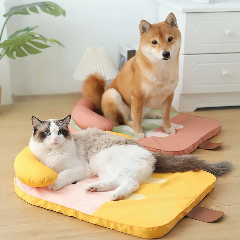 

Summer Cat Bed Ice Silk Popsicle Nest Breathable Cooling Waterproof Kennel for Sleeping Removable and Washable Fruit Pet Bed