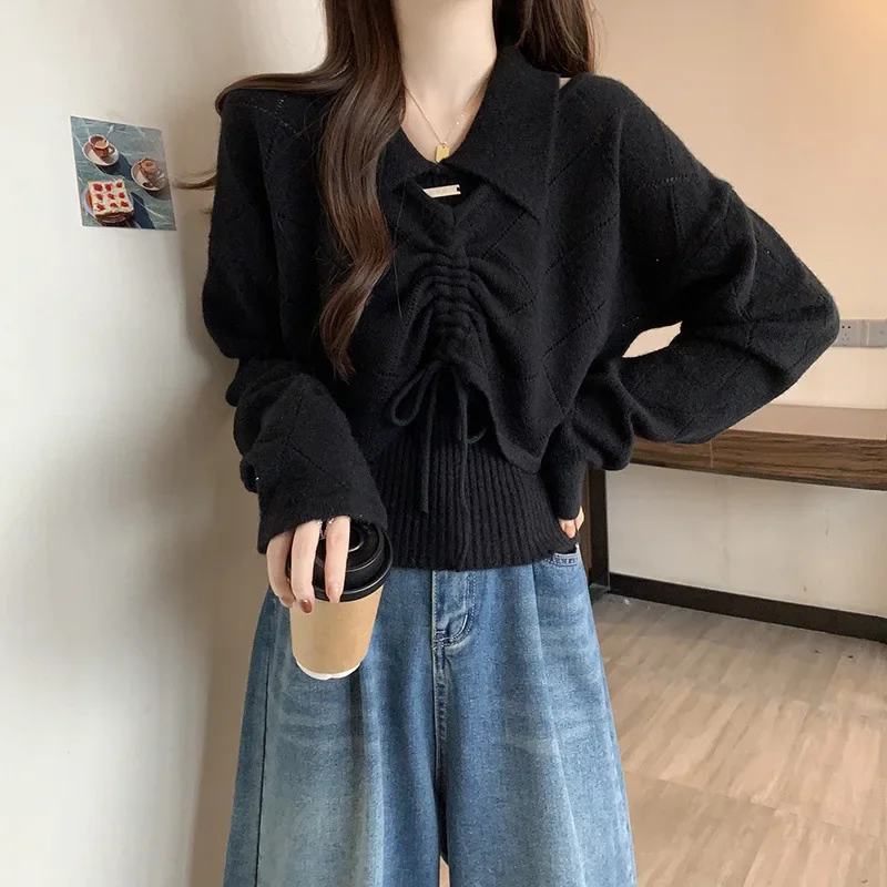 Женский модный сладкий пряный вязаный топ на бретелях осенний новый стиль