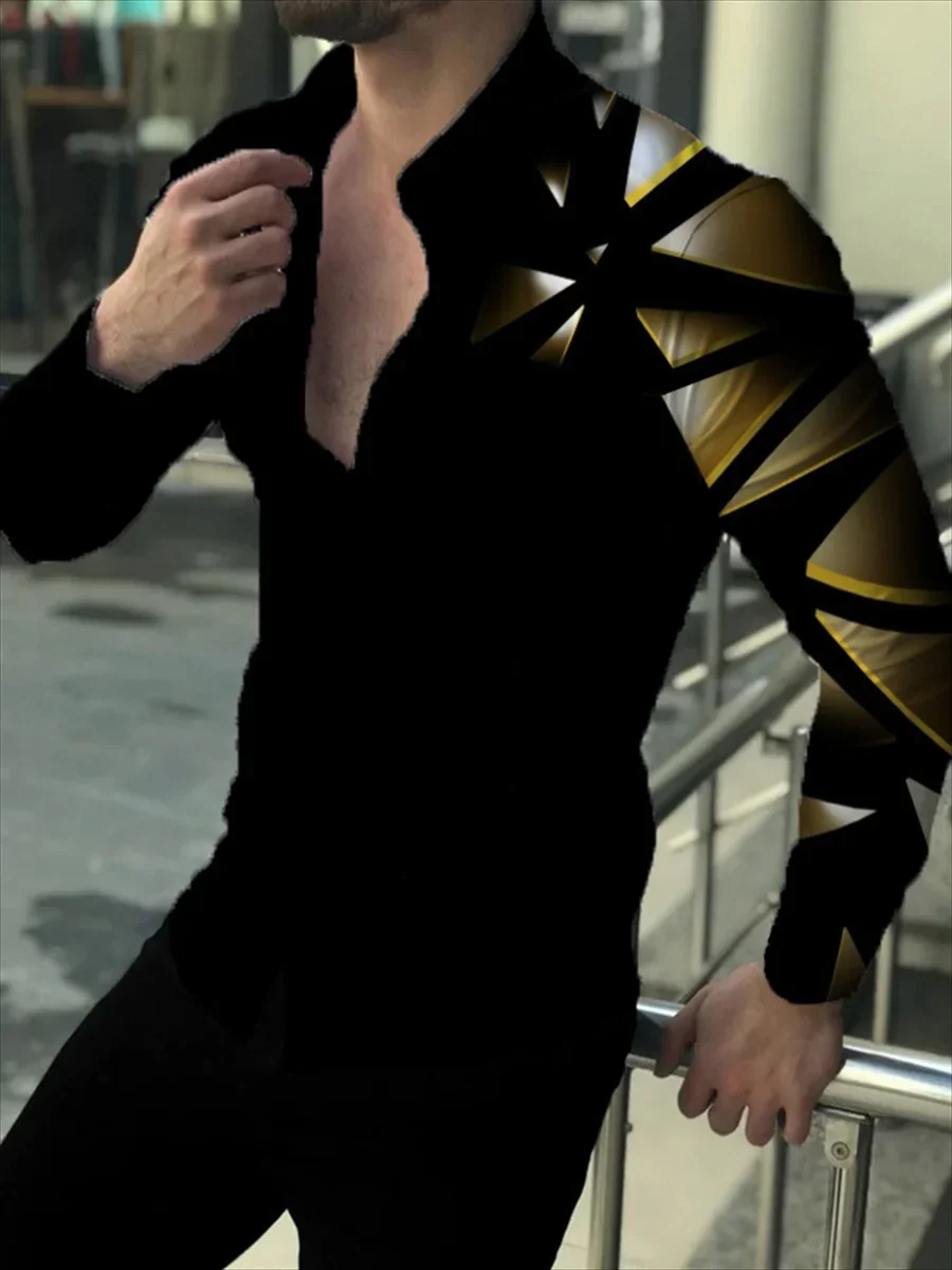 Мужская рубашка с длинным рукавом на пуговицах