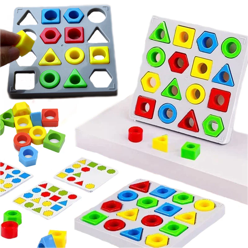 

DIY Детские геометрические формы цвета Соответствующие 3D головоломки детские Монтессори развивающие Обучающие игрушки Детские интерактивные боевые игры