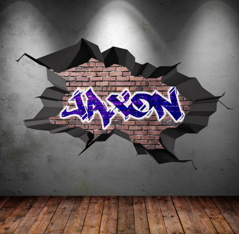 

GRAFFITI WALL DECOR, Custom Art Decal, Personazlied Name Wall Decal, My Sticky Wall Decal, Gift For Kids, Custom Name Wall Stick