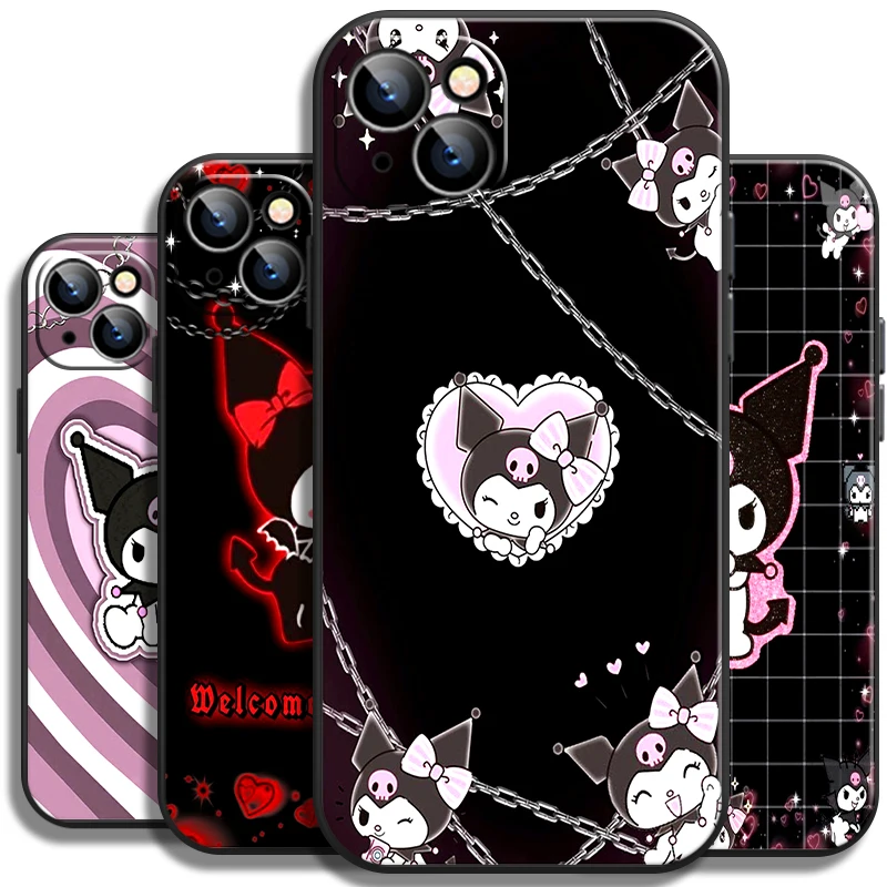 

Cartoon Sanrio Kuromi For Apple iPhone 13 12 11 Pro Mini X XR XS Max SE 5 6 6S 7 8 Plus Phone Case Funda Liquid Silicon Back