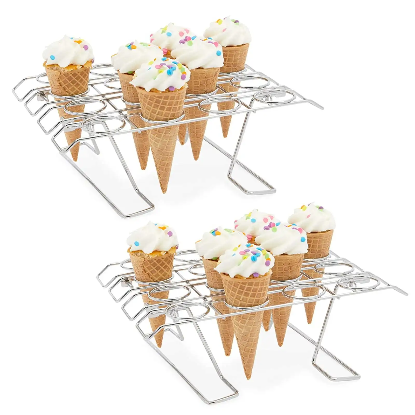 

2-Pack Metal Foldable Ice Cream Cone Holder Stand Rack for Party Supplies