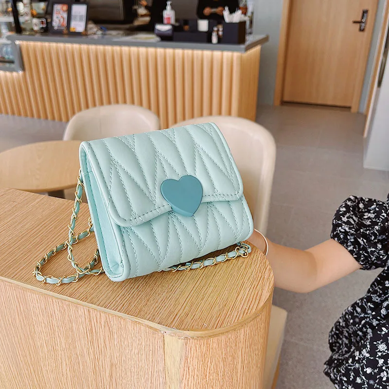 Lovely Children's Mini Square Messenger Bag Fashion Heart Baby Girls Small Shoulder Bags Kids Coin Purse Accessories Handbags