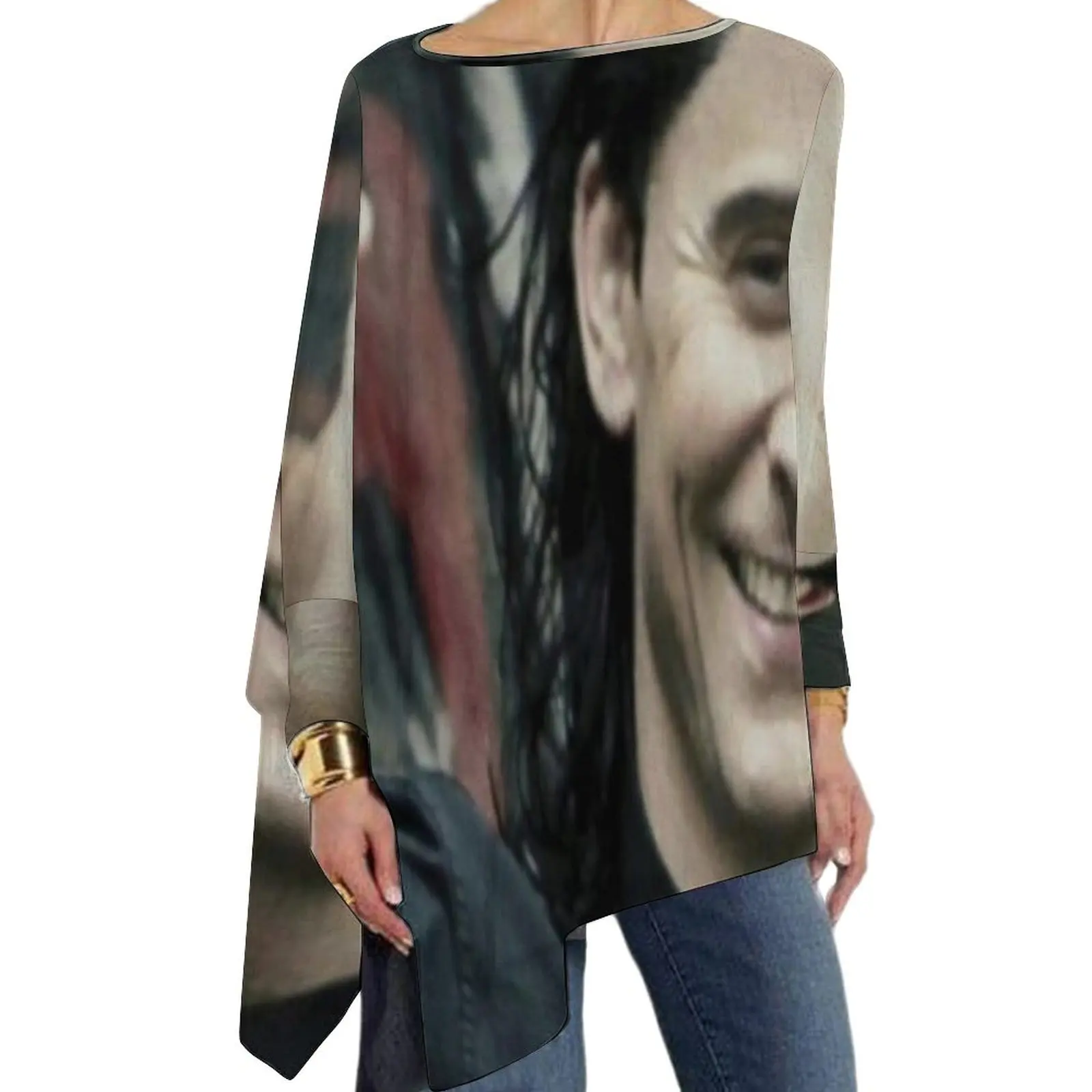 

Hiddleston Tom T Shirts Actor Print Loose Long Sleeve T-Shirt Kawaii Printed Tee Shirt Women Tops Big Size 4XL 5XL