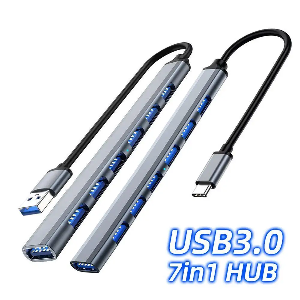 

7-in-1 Usb C Hub 3.0 Type C 7-port Multi Splitter Otg Usb Power Adapter Compatible For Macbook Pro 13 15 Air Mi Pro Pc