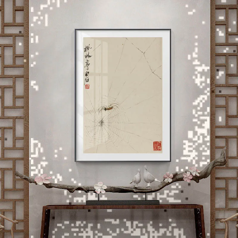 Чернила в китайском стиле бабочка цветочные принты настенное искусство холст