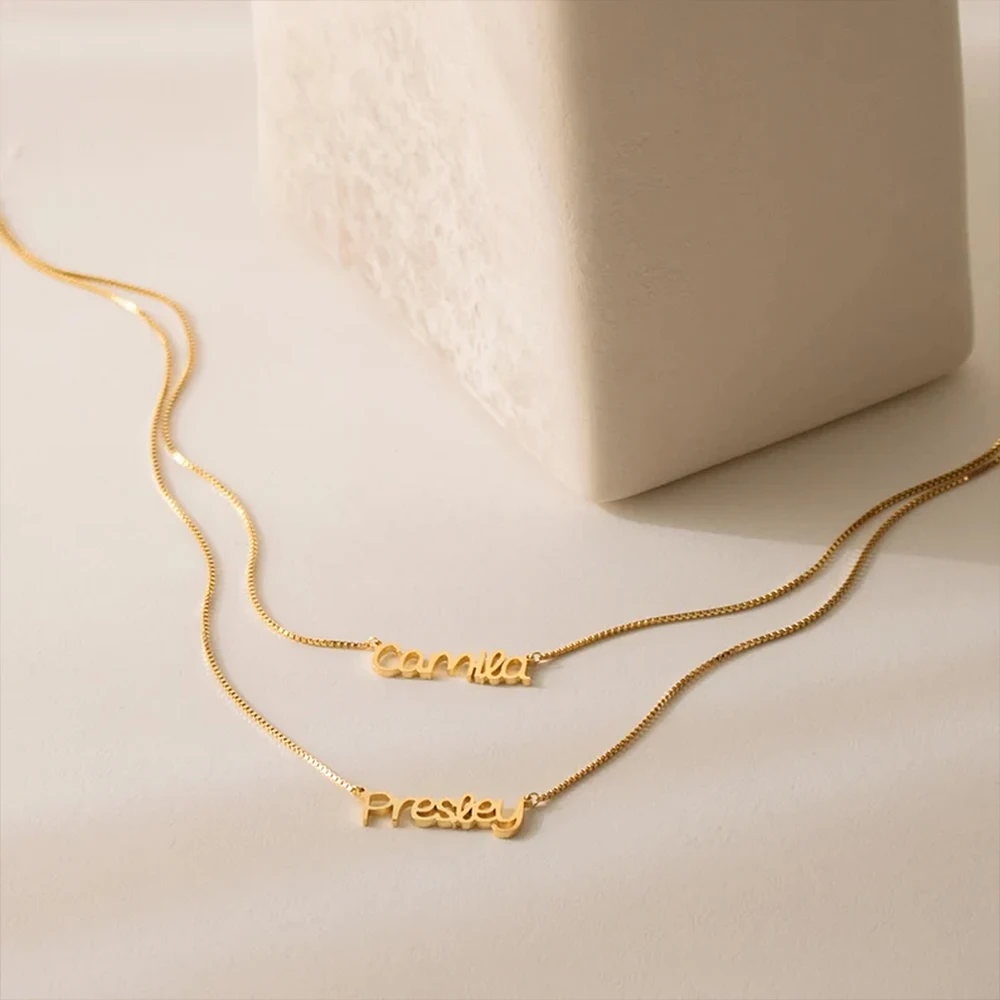 

Personalized Names Customized Necklace Stainless Steel Womens Letter Double Chains Necklace for Female Luxury Design Choker