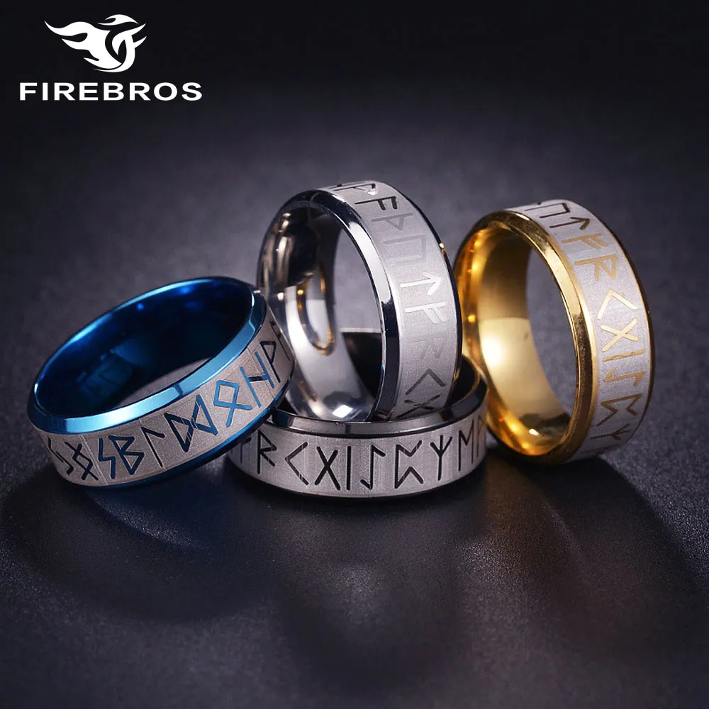 ФИРИБРОС 8мм 6-13 # Мифология Одина Руна Викинг Кольцо из нержавеющей стали Мужчины