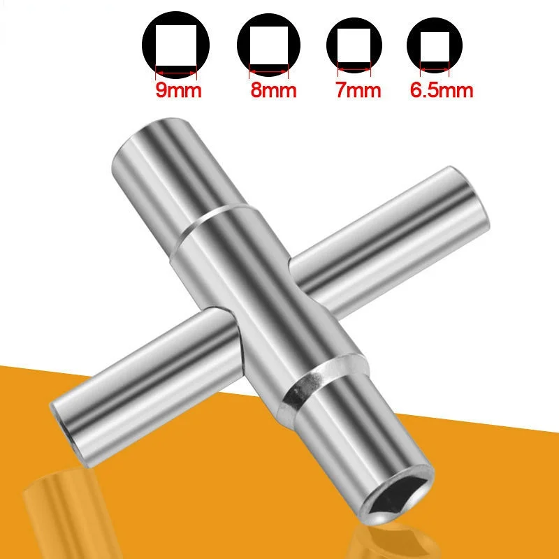 

MINI 4 IN 1 Universal Faucet Wrench Square Key Plumber Bathroom Wrench for Gas Electric Meter Cabinets Bleed Radiators 6/7/8/9mm