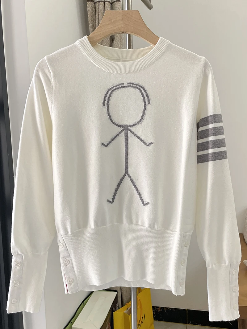 

TB Simple Design Loose Outwear Sweater Women's College Style Loose Sweater Knit