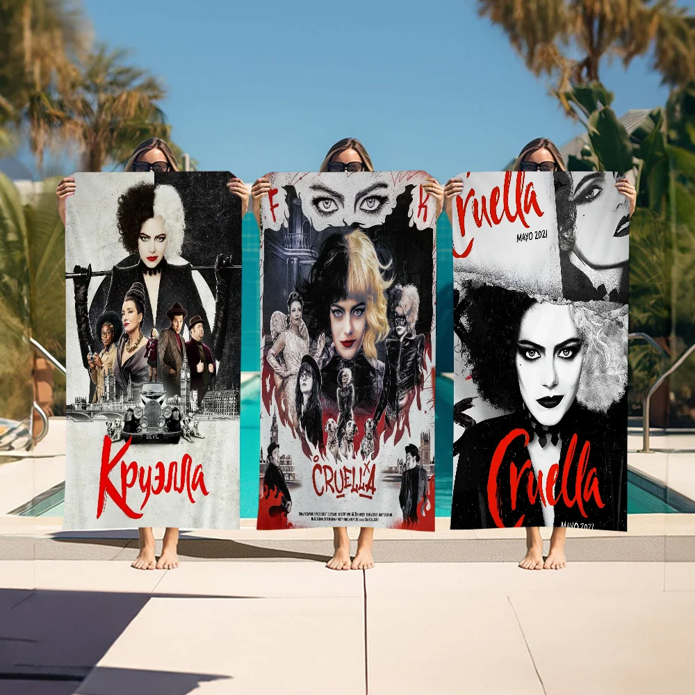 C-Cruella Cartoon Beach Towel Cute Kawaii Room Decor Bath Girls Children Hand Towels For Bathroom Shower