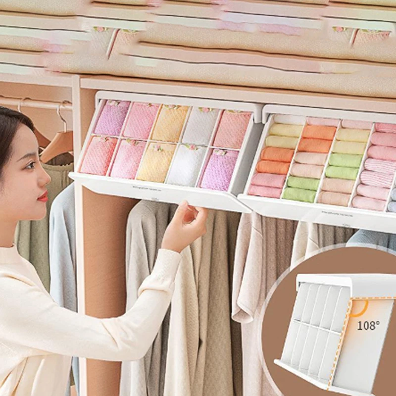 

Grid Underwear Drawer Organizer Socks Clothes Storage Drawers Eco-Friendly Self-adhesive Under Desk Storag Compartment Storage