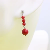 zfsilver trendy red shell pearl earrings female real 925 sterling silver drop ball tassel ear jewelry long simple girl for women