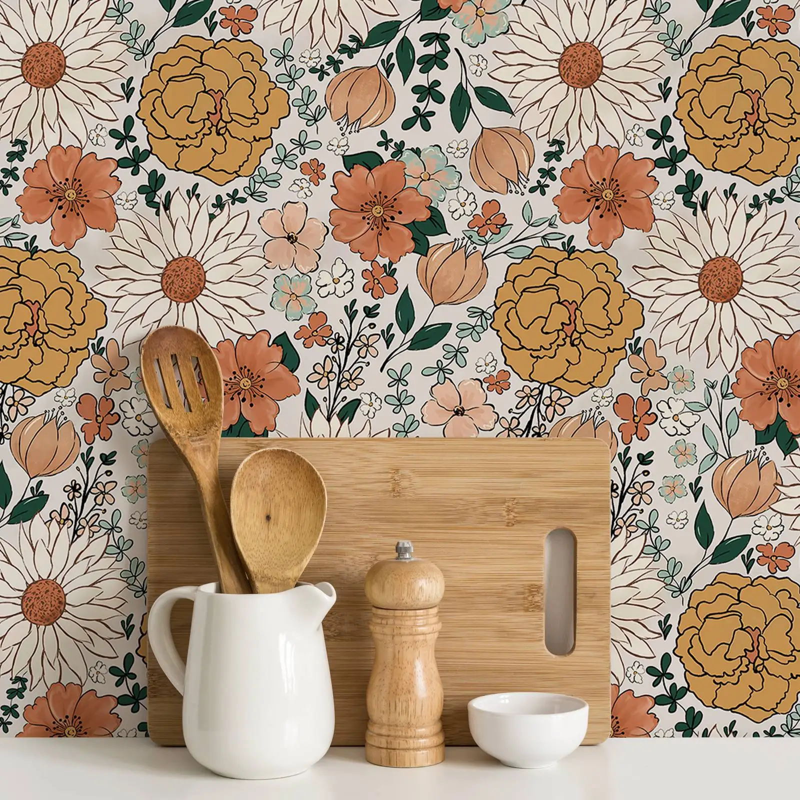 Винтажные кремовые обои с цветочным принтом для детской комнаты комнаты. Детские