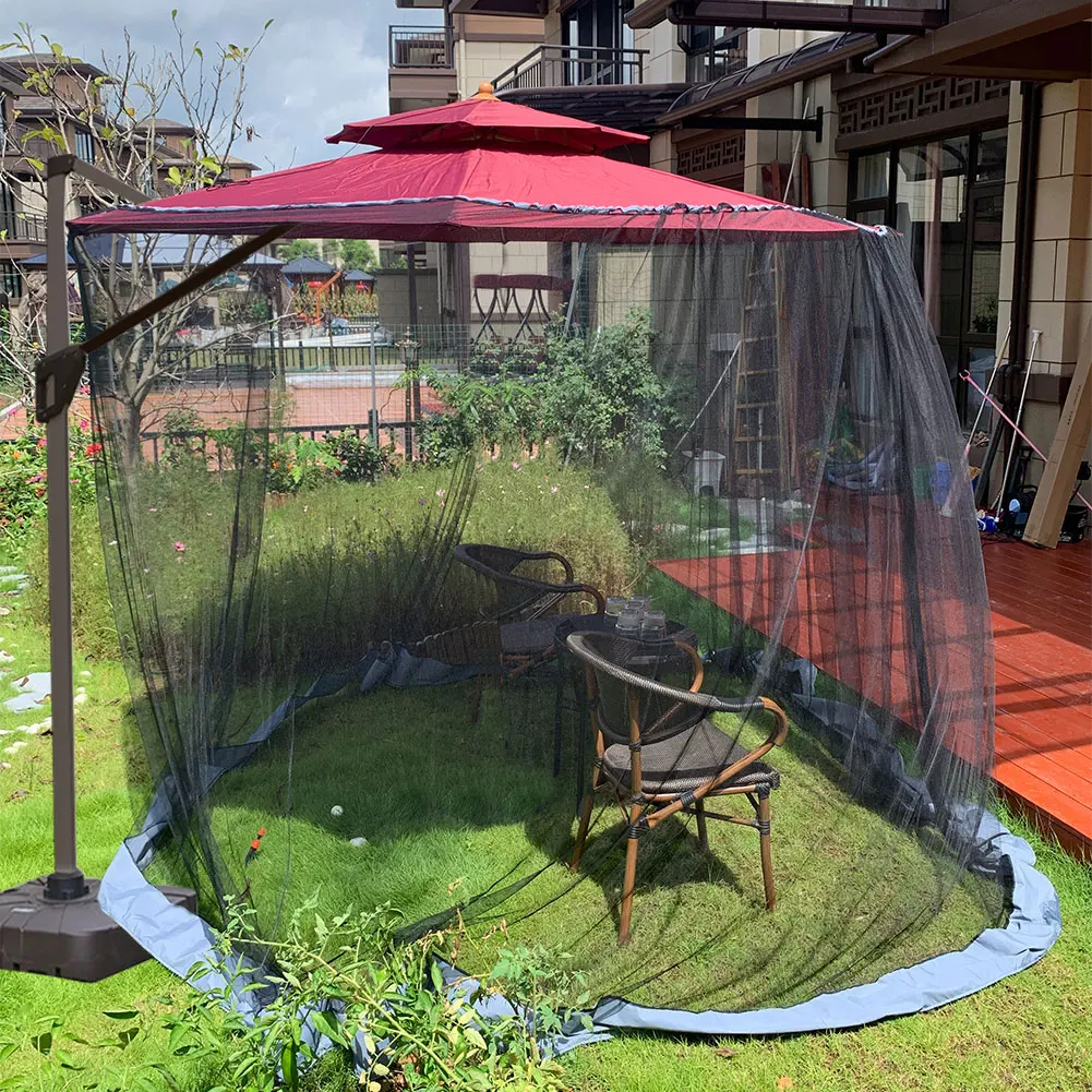 

Outdoor Sunshade Mosquito Nets Waterproof Anti-insect Roman Umbrella Screen Double Door Design For Patio Courtyard Camping Net