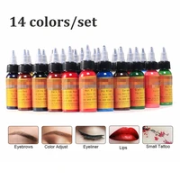 14 color semi permanent makeup eyebrows 30 ml inks tattoo pigment eye microblading lips tattoo inks color color eyebrow tattoo