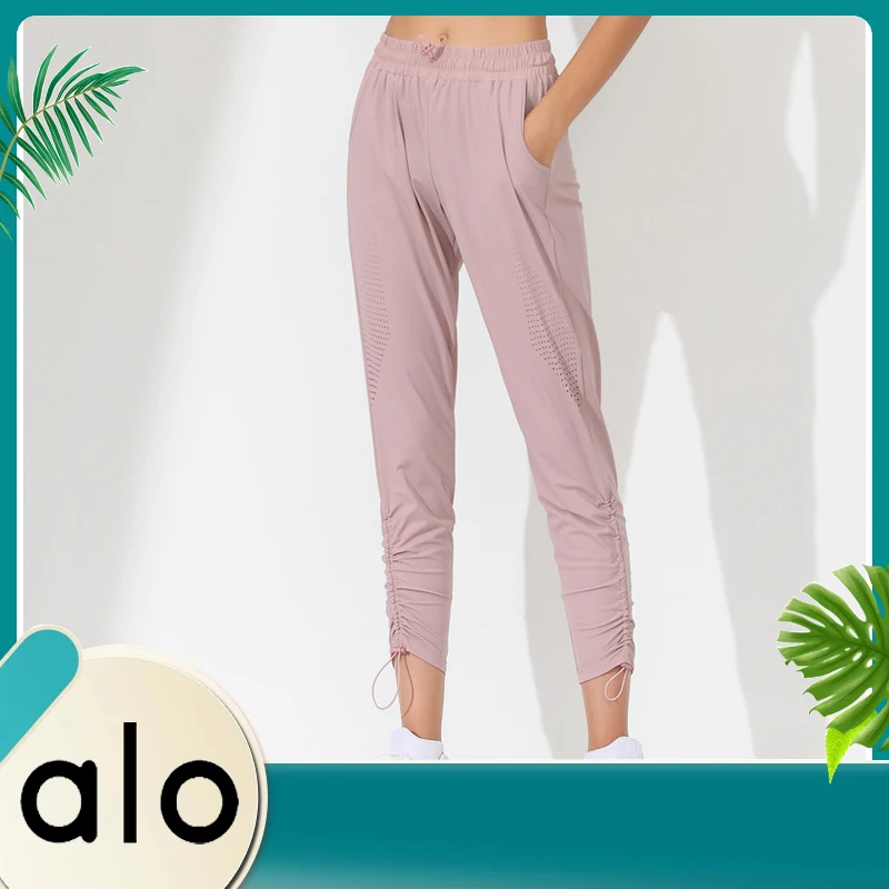 

Alo Yoga Women's Trousers Running Fitness Casual Cropped Pants High Waist Four-color Fashion Drawstring Breathable Sports Pants