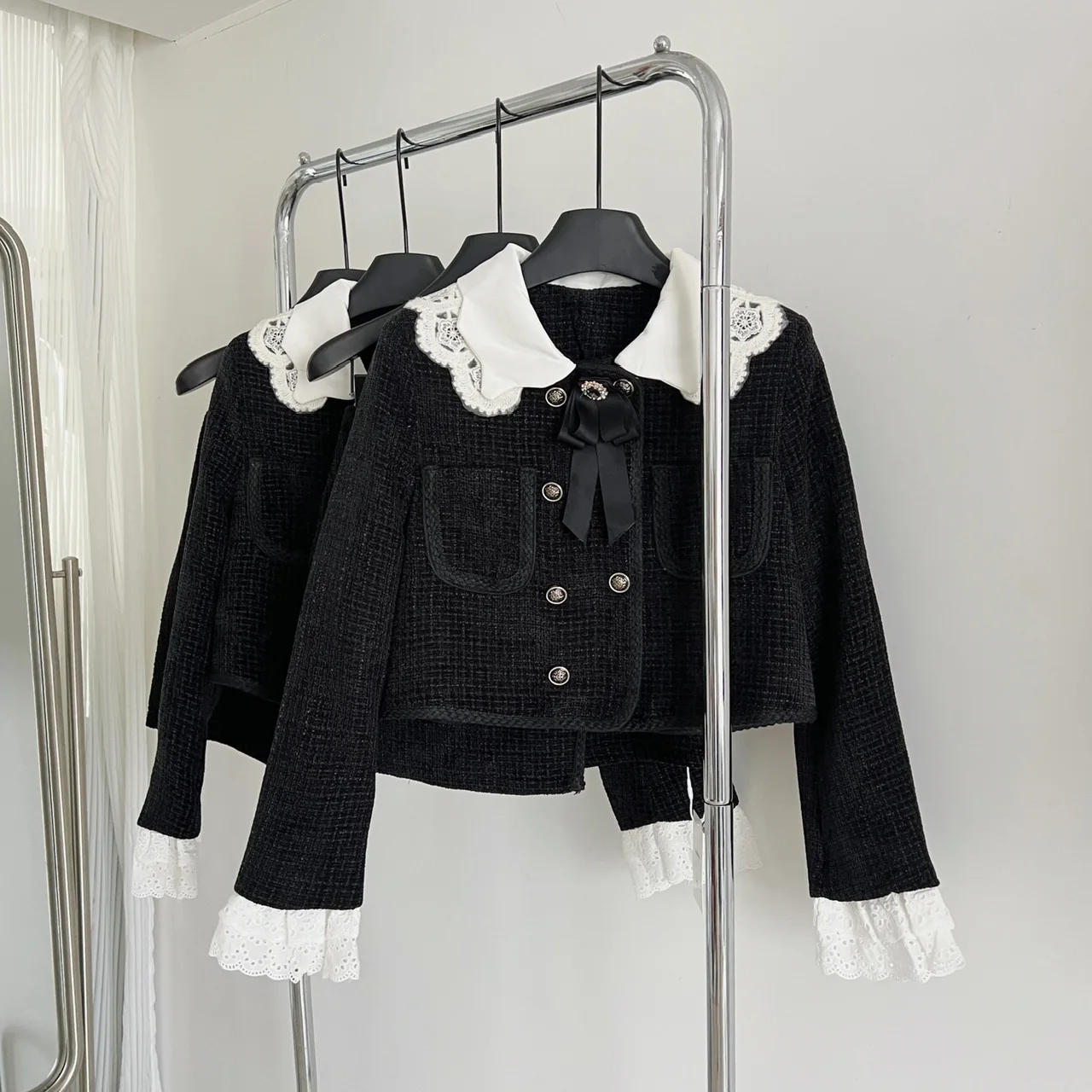 Женский твидовый костюм из двух предметов винтажный короткий топ и короткая