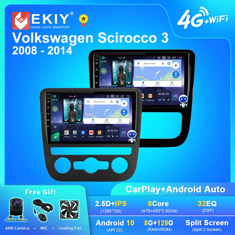 

EKIY S7T Android 10 Автомагнитола для Volkswagen Scirocco 3 III Mk3 2008 - 2014 Navi GPS 1280*720 IPS Carplay мультимедийный плеер DVD