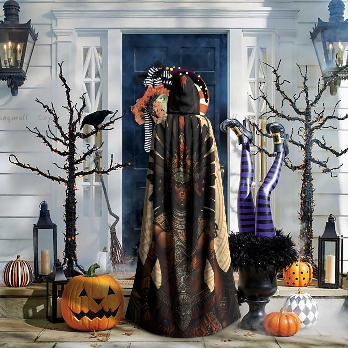 Накидка вампира для взрослых халат с капюшоном родной ацтекский принт